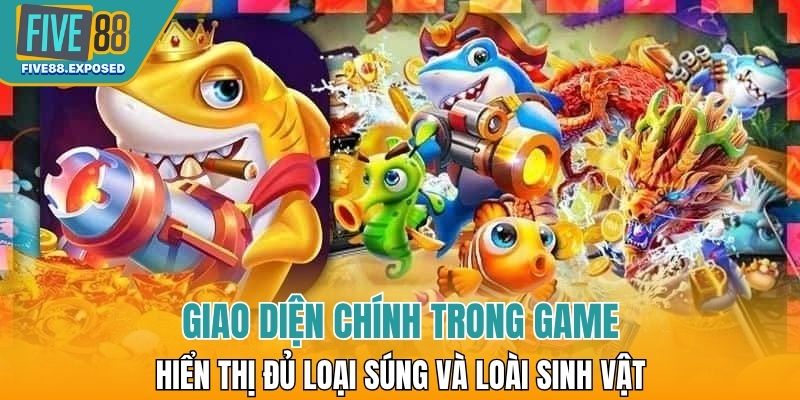 Giao diện chính trong game hiển thị đủ loại súng và loài sinh vật cho hội viên
