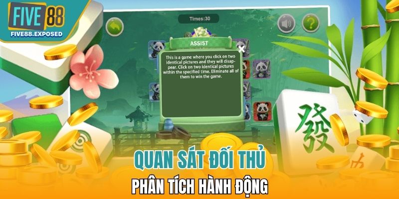 Người chơi quan sát đối thủ, phân tích hành động trong bàn mạc chược chuyên nghiệp